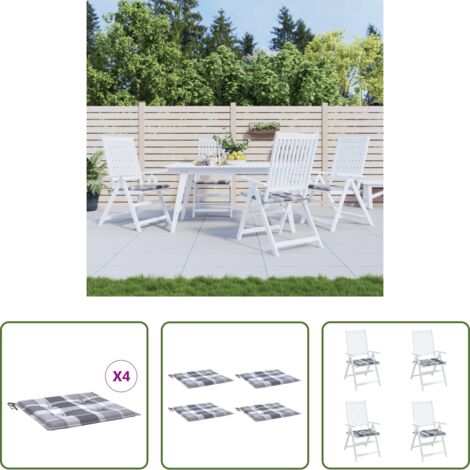 Cuscini da giardino -  Cuscini per Sedia 4 pz a Quadri Grigi 50x50x4 cm Tessuto Oxford