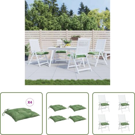 Cuscini da giardino -  Cuscini per Sedia 4pz Motivo a Foglie 50x50x7 cm Tessuto