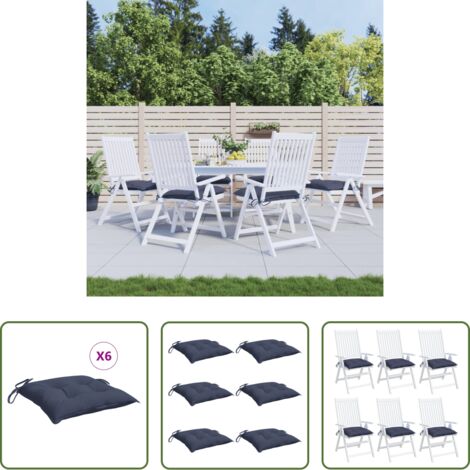 Cuscini da giardino -  Cuscini per Sedia 6 pz Blu Marino 50x50x7 cm in Tessuto Oxford