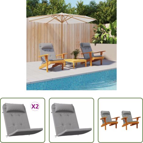 Cuscini da giardino -  Cuscini per Sedia Adirondack 2 pz Grigio in Tessuto Oxford