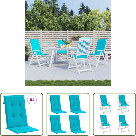 Cuscini da giardino -  Cuscini per Sedia con Schienale Alto 4 pz Turchese in Tessuto