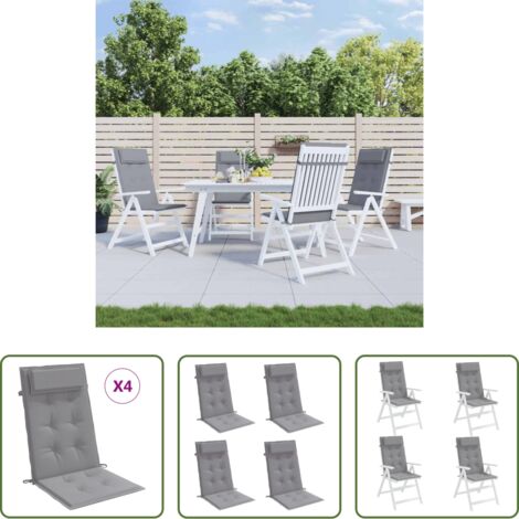 Cuscini da giardino -  Cuscini per Sedia Schienale Alto 4 pz Grigio Tessuto Oxford