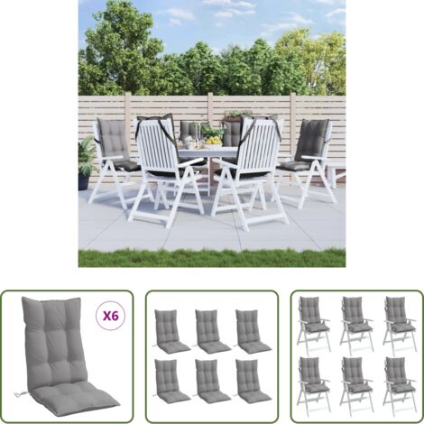 Cuscini da giardino -  Cuscini per Sedia Schienale Alto 6 pz Grigio Tessuto Oxford
