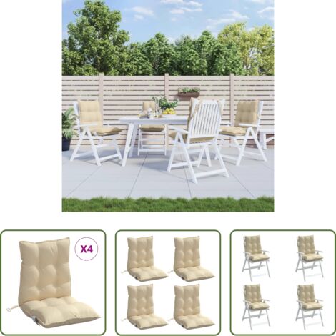 Cuscini da giardino -  Cuscini per Sedia Schienale Basso 4 pz Beige in Tessuto Oxford