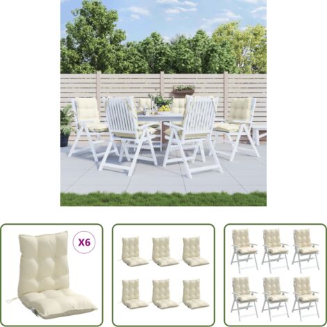 Cuscini da giardino -  Cuscini per Sedia Schienale Basso 6 pz Crema in Tessuto Oxford