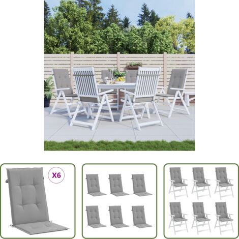 Cuscini da giardino -  Cuscini per Sedie 6 pz Grigi 120x50x3 cm in Tessuto