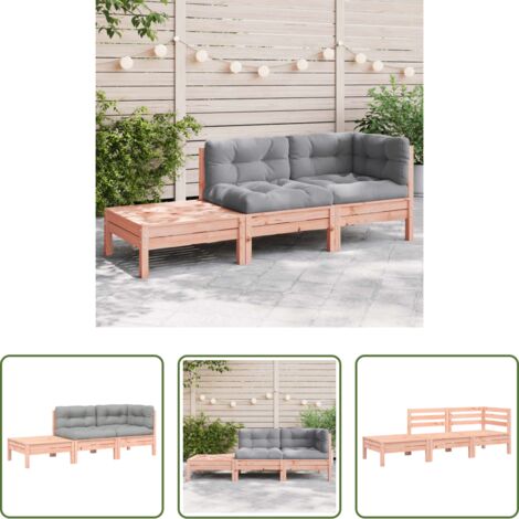 Cuscini da giardino -  Divano da Giardino Cuscini e Poggiapiedi Legno Massello Douglas