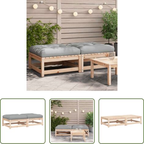 Cuscini da giardino -  Poggiapiedi da Giardino con Cuscini 2 pz Legno Massello di Pino