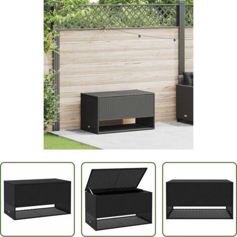 Cuscini da giardino -  Scatola per Cuscini da Esterno Nero 100x55x55,5 cm Polyrattan