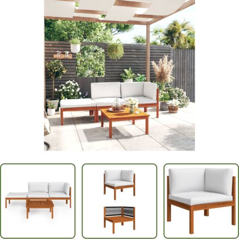 Cuscini da giardino -  Set da giardino 4 pezzi con cuscini crema 63x63 cm