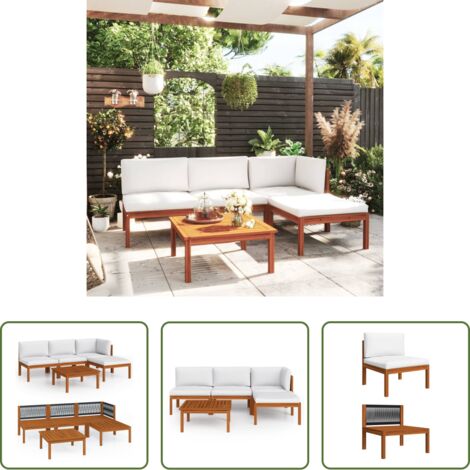 Mobili da giardino 3 pezzi cuscini bianco crema legno di acacia | Leroy