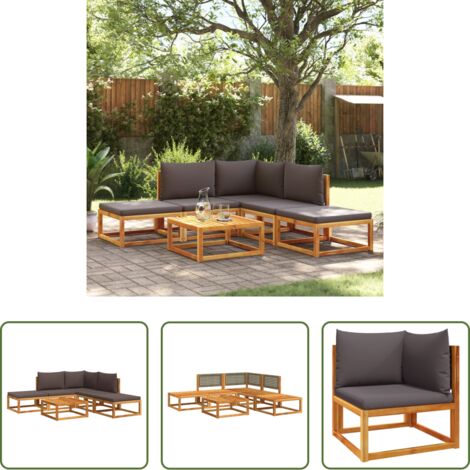 Cuscini da giardino -  Set di divani da giardino 6 pezzi con cuscini in legno di acacia e rattan