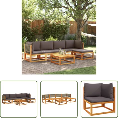 Cuscini da giardino -  Set di divani da giardino 6 pezzi con cuscini in legno di acacia e rattan