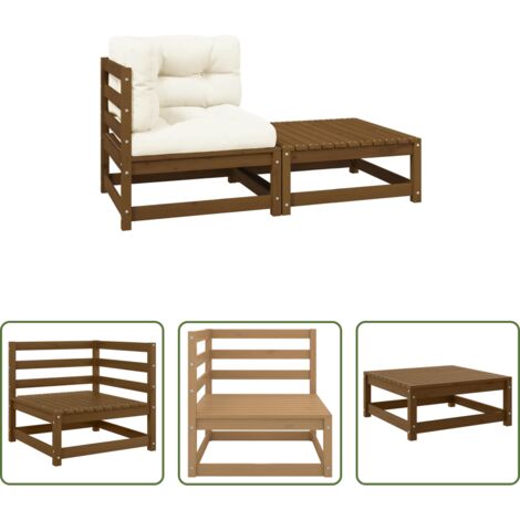 Cuscini da giardino -  Set Divani da Giardino 2 pz e Cuscini ambra in Massello di Pino