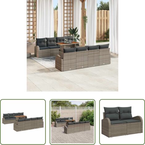 Cuscini da giardino -  Set Divano da Giardino con cuscino 7 pcs Grigio