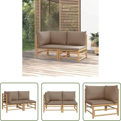 Cuscini da giardino -  Set Salotto da Giardino 2pz con Cuscini Tortora Bambù
