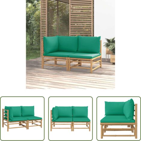 Cuscini da giardino -  Set Salotto da Giardino 2pz con Cuscini Verdi Bambù