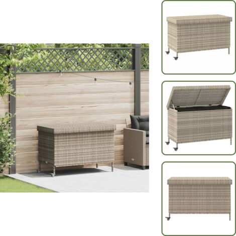 Cuscini da giardino - vidaXL Contenitore da Giardino con Ruote Grigio Chiaro Polyrattan - Coperte da terrazza