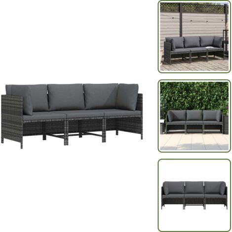 Cuscini da giardino - vidaXL Divano da Giardino a 3 Posti con Cuscini in Polyrattan Grigio - Arredamento da giardino