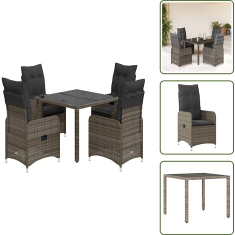 Cuscini da giardino - vidaXL Set Bistrò da Giardino 5 pz con Cuscini in Polyrattan Grigio - Rattan