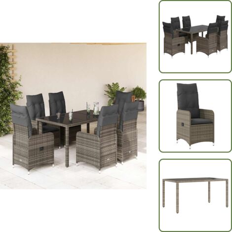 Cuscini da giardino - vidaXL Set Bistrò da Giardino 5 pz con Cuscini in Polyrattan Grigio - Rattan