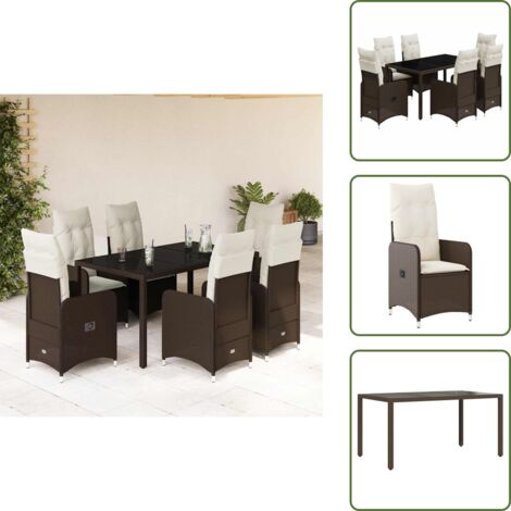 Cuscini da giardino - vidaXL Set Bistrò da Giardino 7 pz con Cuscini in Polyrattan Marrone - Rattan PE