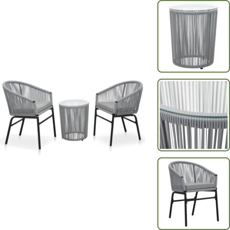 Cuscini da giardino - vidaXL Set da Bistrot 3 pz con Cuscini in Polyrattan Grigio - Rattan