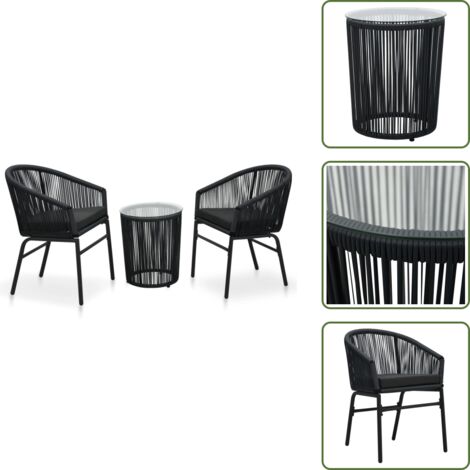 Cuscini da giardino - vidaXL Set da Bistrot 3 pz con Cuscini in Polyrattan Nero - Rattan