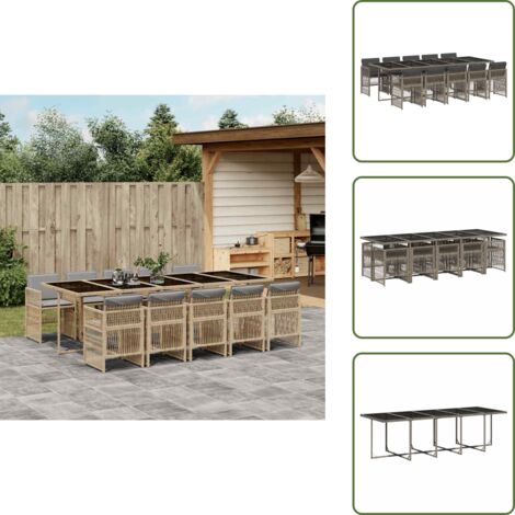 Cuscini da giardino - vidaXL Set da Pranzo da Giardino 11pz con Cuscini in Polyrattan Grigio - Rattan PE