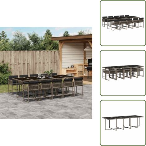 Cuscini da giardino - vidaXL Set da Pranzo da Giardino 11pz con Cuscini in Polyrattan Grigio - Rattan PE