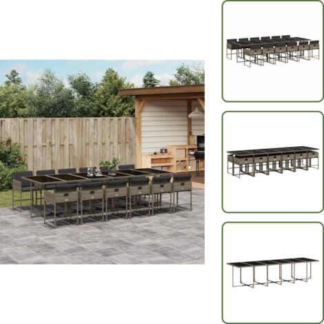 Cuscini da giardino - vidaXL Set da Pranzo da Giardino 13pz con Cuscini Grigio in Polyrattan - Rattan PE
