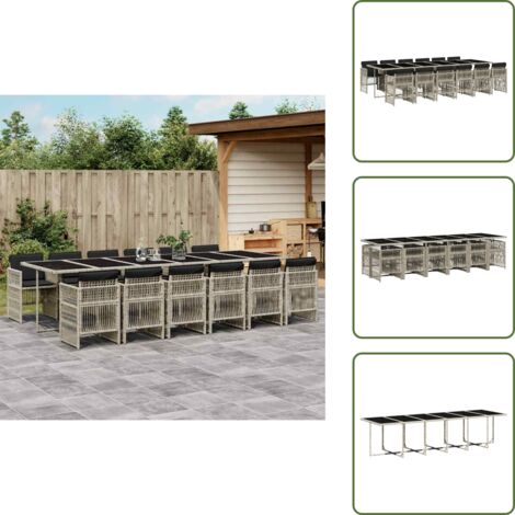 Cuscini da giardino - vidaXL Set da Pranzo da Giardino 13pz con Cuscini Grigio in Polyrattan - Rattan PE