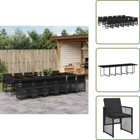 Cuscini da giardino - vidaXL Set da Pranzo da Giardino 13pz con Cuscini Nero in Polyrattan - Rattan PE