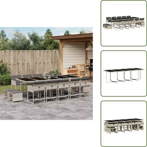 Cuscini da giardino - vidaXL Set da Pranzo da Giardino 15 pz con Cuscini Grigio Polyrattan - Rattan PE