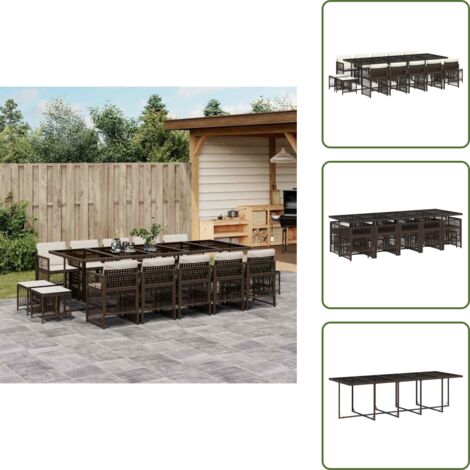 Cuscini da giardino - vidaXL Set da Pranzo da Giardino 15 pz con Cuscini Marrone Polyrattan - Rattan PE