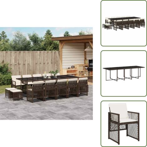 Cuscini da giardino - vidaXL Set da Pranzo da Giardino 15 pz con Cuscini Marrone Polyrattan - Rattan PE