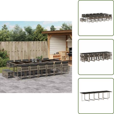 Cuscini da giardino - vidaXL Set da Pranzo da Giardino 17pz con Cuscini Grigio in Polyrattan - Cuscini sfoderabili
