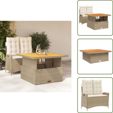 Cuscini da giardino - vidaXL Set da Pranzo da Giardino 2 pz con Cuscini Beige in Polyrattan - Rattan PE