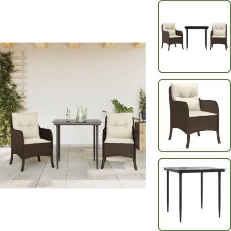 Cuscini da giardino - vidaXL Set da Pranzo da Giardino 3pz con Cuscini in Polyrattan Marrone - Rattan PE