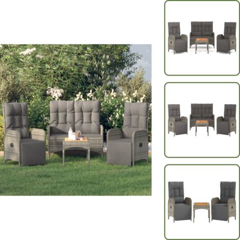 Cuscini da giardino - vidaXL Set da Pranzo da Giardino 4 pz con Cuscini in Polyrattan Grigio - Tavolo da pranzo all'aperto
