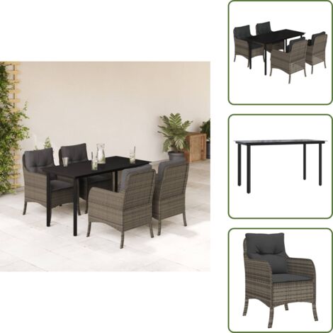 Cuscini da giardino - vidaXL Set da Pranzo da Giardino 5 pz con Cuscini in Polyrattan Grigio - Arredamento da esterno