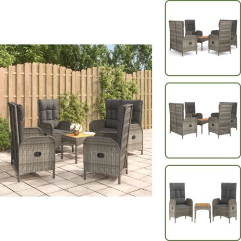 Cuscini da giardino - vidaXL Set da Pranzo da Giardino 5 pz con Cuscini in Polyrattan Grigio - Tavolo da pranzo all'aperto