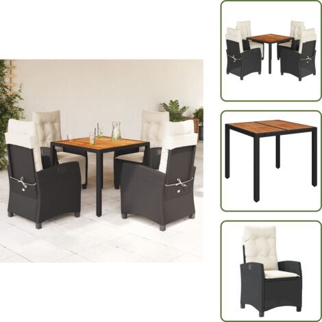Cuscini da giardino - vidaXL Set da Pranzo da Giardino 5 pz Nero con Cuscini in Polyrattan - Poltrona da giardino