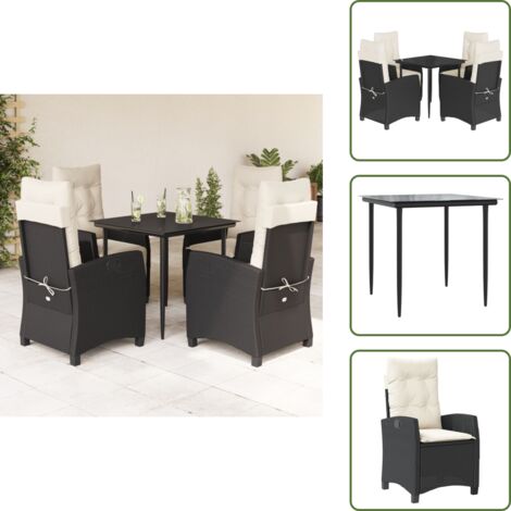 Cuscini da giardino - vidaXL Set da Pranzo da Giardino 5 pz Nero con Cuscini in Polyrattan - Poltrona da giardino