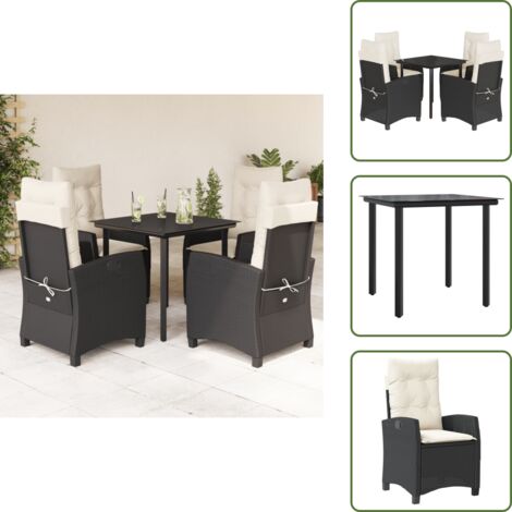 Cuscini da giardino - vidaXL Set da Pranzo da Giardino 5 pz Nero con Cuscini in Polyrattan - Poltrone da giardino