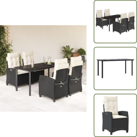 Cuscini da giardino - vidaXL Set da Pranzo da Giardino 5 pz Nero con Cuscini in Polyrattan - Poltrone da giardino