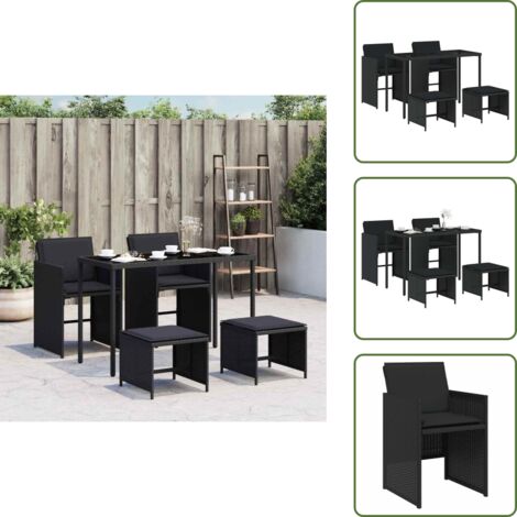 Cuscini da giardino - vidaXL Set da Pranzo da Giardino 5 pz Nero con Cuscini in Polyrattan - Rattan PE