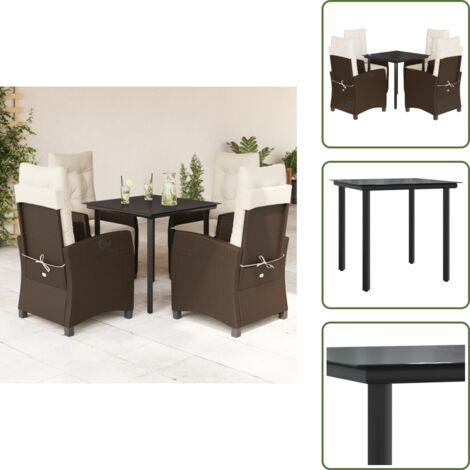 Cuscini da giardino - vidaXL Set da Pranzo da Giardino 5pz con Cuscini in Polyrattan Marrone - Poltrona da giardino