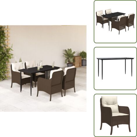 Cuscini da giardino - vidaXL Set da Pranzo da Giardino 5pz con Cuscini in Polyrattan Marrone - Rattan PE