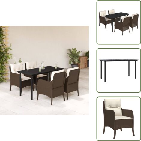 Cuscini da giardino - vidaXL Set da Pranzo da Giardino 5pz con Cuscini in Polyrattan Marrone - Rattan PE